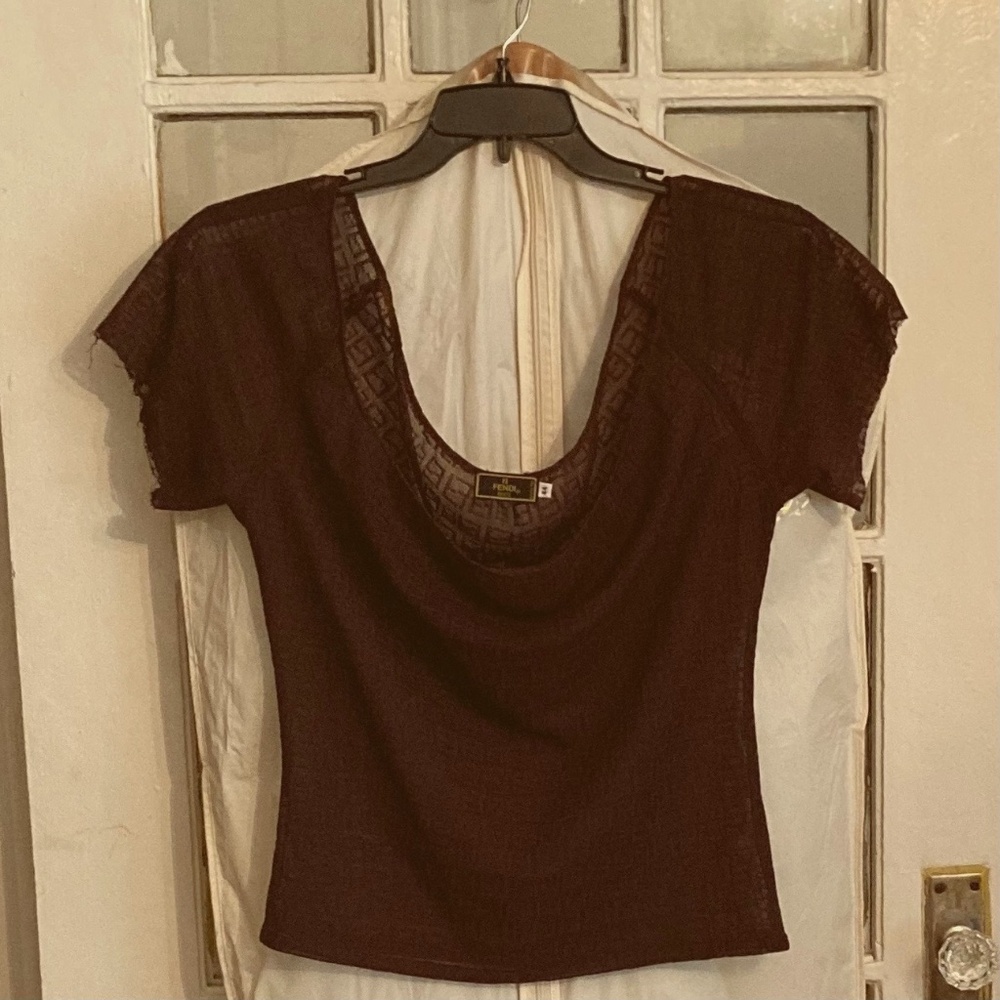 Fendi  Stretch Lace Fendi Logo Top